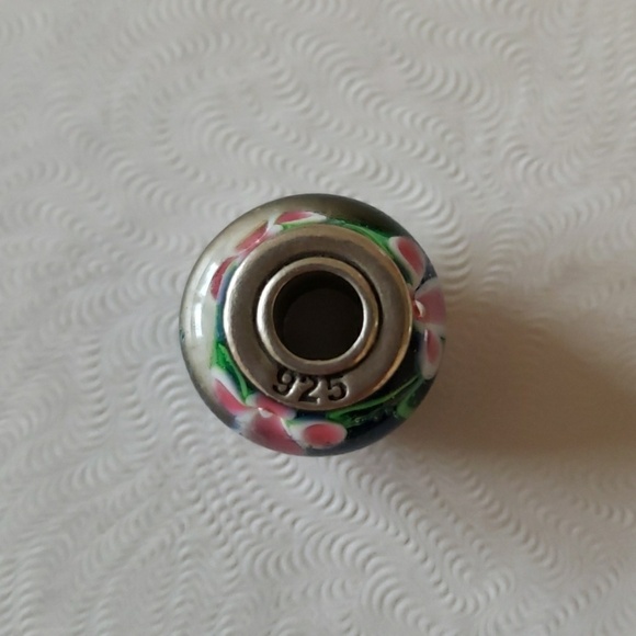 Murano Glass "Moms Are Special" charm Fits Chamilia and Pandora Blue Pink Floral - Picture 3 of 4